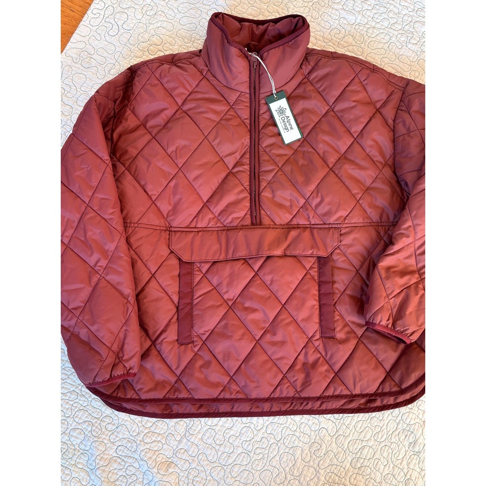 Alpine Design Womens Quilted Anorak Dark Auburn Pullover Jacket Size Large